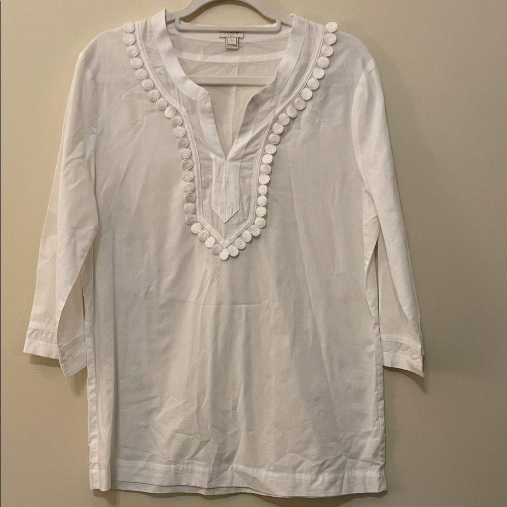 J. Crew White Tunic with Lace Accents